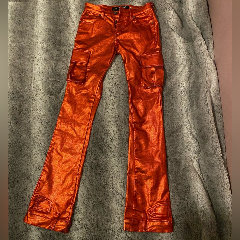 Stylish red metallic jeans by Valabasas